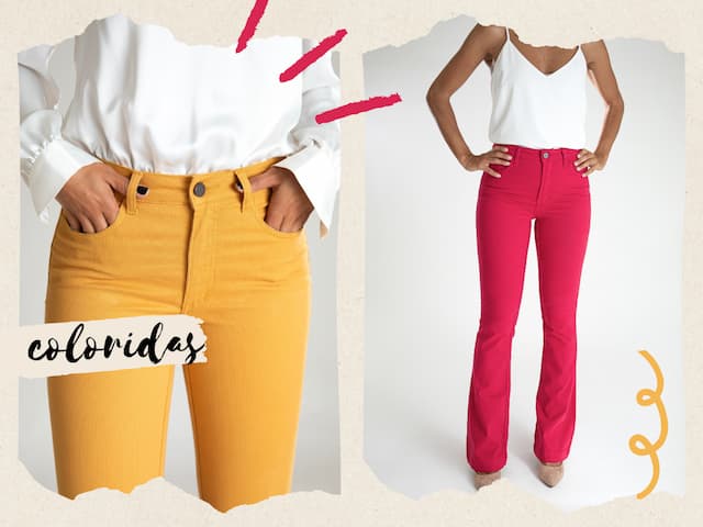 calças jeans femininas coloridas