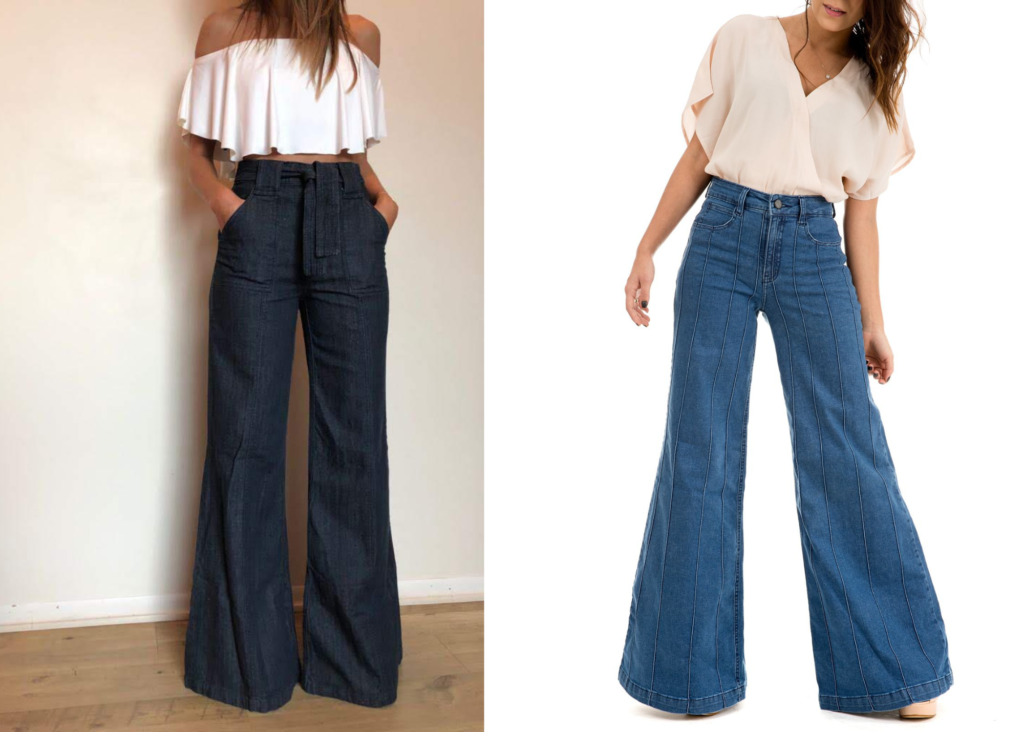 Calças jeans pantalona.